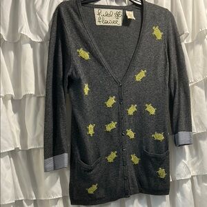 Field or flowers Gray Cardigan with Yellow Accents♥️